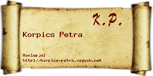 Korpics Petra névjegykártya